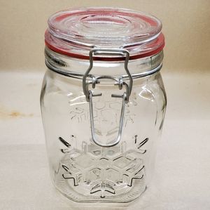 Snowflake glass canister with rubber seal